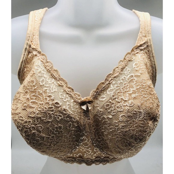 PLAYTEX 18 Hour Bra 38DDD Air Form Comfort NUDE beige Lace Wire-free B1 - Picture 8 of 8